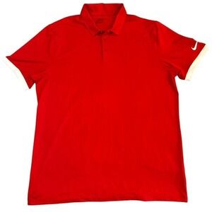 Nike Golf Mens Modern Sporty Polo Shirt Short Sleeve Large Red Dri-Fit Classic